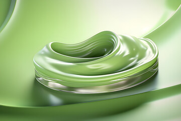 Poster - 3D illustration of a hypnotic pattern.  Abstract  green background with shimmering circles and glitter. Luxurious background design,  generated by AI. 3D illustration