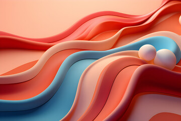 Poster - Geometric stripes similar to waves. Abstract   pink   glowing crossing lines pattern,  generated by AI. 3D illustration