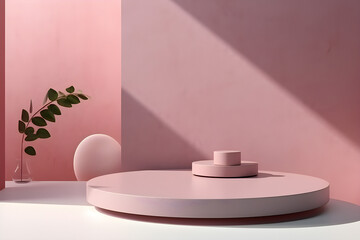 Poster - 3d background products display podium scene with geometric platform. backdrop background  3d render with podium,  generated by AI.