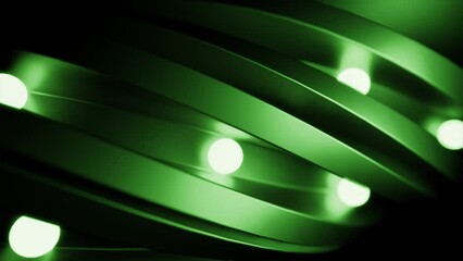 Poster - Abstract rolling light balls along 3d figure with narrow tracks. Design. Spheres of light rolling in the dark.