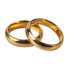 two wedding rings on white background