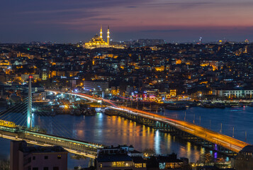 Wall Mural - Ataturk Bridge and Yavuz Sultan Selim Mosque at Night