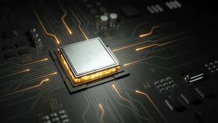 Poster - Circuit board, Central Computer Processors CPU concept .