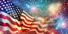 Celebrate Dazzlingly A Colorful American Flag In The Sky During The 4th Of July Fireworks Generative AI