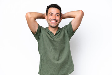 Wall Mural - Young handsome man over isolated white background laughing