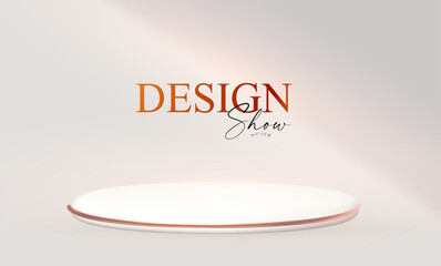 Wall Mural - 3d realistic premium product display design template. white scene with round podium, light and shado