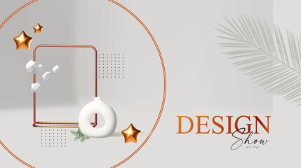 Wall Mural - 3d realistic product display design template. white scene with podium. elegant vector platform. stag