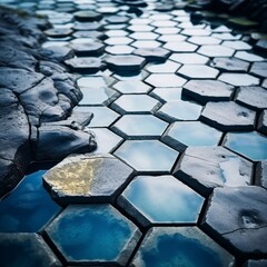 Poster - Abstract hexagonal material science conceptual background for design projects and presentations