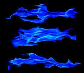 Sticker - sparks of three bright blue flame stripes on black