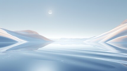 Wall Mural - a lake in a blue sky, in the style of minimalist sets