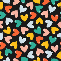 Wall Mural - Seamless pattern with colorful balloon shaped hearts