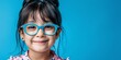 Smiling Girl in Blue Glasses Generative AI