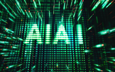 Wall Mural - Artificial intelligence AI letters background,created with Generative AI tecnology.