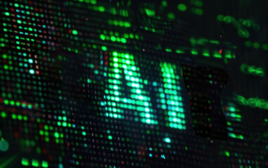 Wall Mural - Artificial intelligence AI letters background,created with Generative AI tecnology.