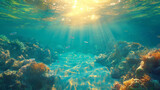 Fototapeta Fototapety do akwarium - 珊瑚礁に差し込む太陽光