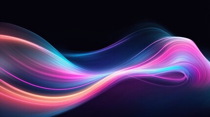 Wall Mural - Glittering digital waves gleam with vibrant pink and blue shades on a dim canvas 