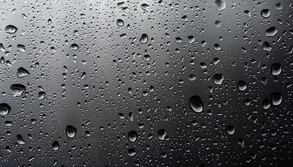 Wall Mural - Part of series. Background photo of rain drops on dark glass, different size: small medium and large horizontal view