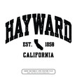 Hayward text effect vector. Editable college t-shirt design printable text effect vector	