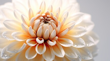 Sticker - Beautiful white dahlia flower close-up on white background