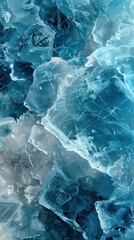 Detailed view of a blue and white marble with an icy texture background.
