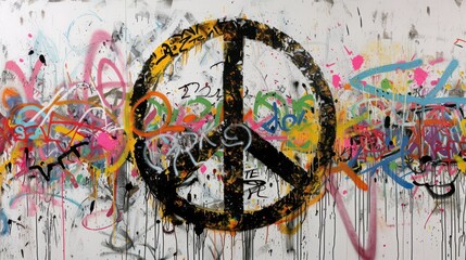 Wall Mural - Peace Sign in Graffiti Style