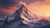 Fototapeta Góry - Towering peaks against a pastel sky, showcasing the grandeur of nature and inducing a sense of peace