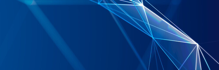 Leinwandbilder - Abstract polygonal space with dots and lines. Connection science background. Triangular business wallpaper. 3d rendering