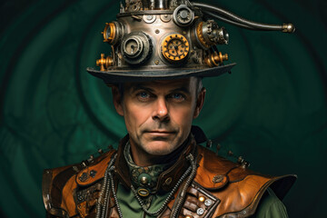 Wall Mural - Portrait of a man wearing a steampunk costume