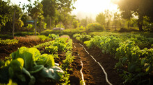 Eco-friendly Agriculture: Showcase sustainable farming practices, such as organic farming, permaculture, or agroforestry. Emphasize the harmony between agriculture and the environment. Generative AI