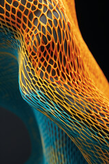 Golden Lattice Structure on Blue Gradient.