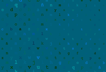 Wall Mural - Dark blue, green vector layout with latin alphabet.