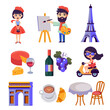 set of Paris vector icons and symbols