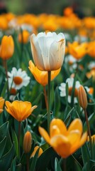 Wall Mural - blooming flowers in the garden. enchanting world of springtime where nature comes alive with vibrant