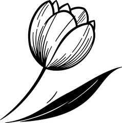 Black outline tulip vector illustration.