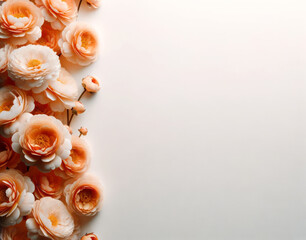 Poster - Gentle peach flowers over soft gradient, decorative floral arrangement. Digital art. Generative AI
