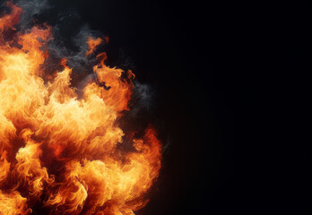 Poster - Inferno unbound, a chaotic blend of fire and shadow on a black expanse. Generative AI