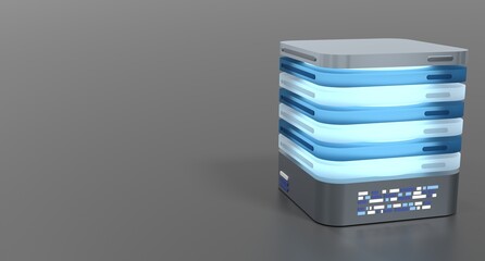 Poster - 3D server icon. Glowing server. Computer server 3d render icon. Cloud computing. 3d render illustration