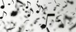 Black musical notes flying in the air on white background with copy space. Group musical notes and G-clef. Melody symbol. Musical notes with the treble clef. Generative ai