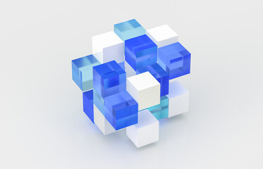 Poster - Abstract futuristic innovation business technology background with isometric 3d cube. 3d rendering.