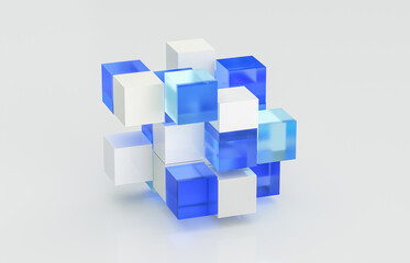 Poster - Abstract futuristic innovation business technology background with isometric 3d cube. 3d rendering.