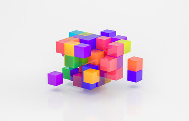 Poster - Abstract futuristic innovation business technology background with isometric 3d cube. 3d rendering.
