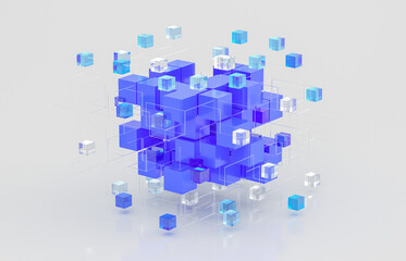 Poster - Abstract futuristic innovation business technology background with isometric 3d cube. 3d rendering.