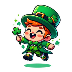 vector cute character celebrate st patrick's day 2024 cartoon vector flat isolated illustration