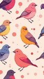 Fototapeta Pokój dzieciecy - Bird wallpaper in style of colorful cartoons. Design for banner, poster, wallpaper, background.