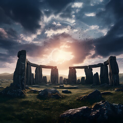 Poster - Ancient stone circle against a dramatic sky. 