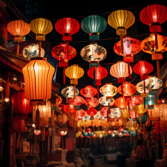 Canvas Print - Traditional Chinese lanterns during a festival.