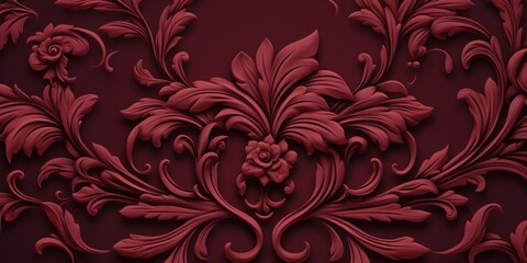  A Maroon wallpaper with ornate design, in the style of victorian, repeating pattern vector illustration