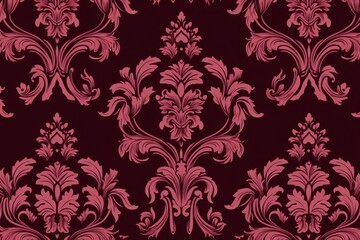  A Maroon wallpaper with ornate design, in the style of victorian, repeating pattern vector illustration