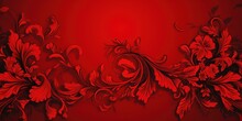 A Red Wallpaper With Ornate Design, In The Style Of Victorian, Repeating Pattern Vector Illustration