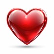3D illustration of a shiny red heart, symbolizing love and Valentine's Day, isolated on a white background.